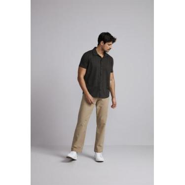Imagem de Camisa Manga Curta Jacquard Slim Fit - Preto / Exercito - HIGHSTIL, Pr