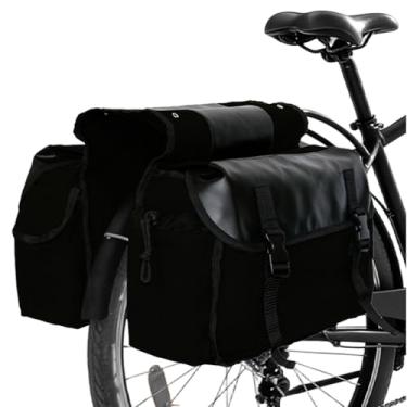 Imagem de YAPJEB Bolsas de bicicleta para suporte traseiro de bicicleta, preto, verde, cáqui, cáqui, bolsa de assento de sela, bolsa de transporte para viajantes de ciclismo (preto)