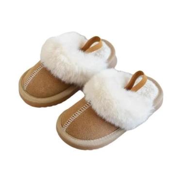 Imagem de Chinelos De Inverno De Algodão Para Meninos E Meninas, Cor Sólida, Pel
