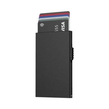 Imagem de Carteira Minimalista Slim Para Homens Em Metal Com Bloqueio RFID E Sis