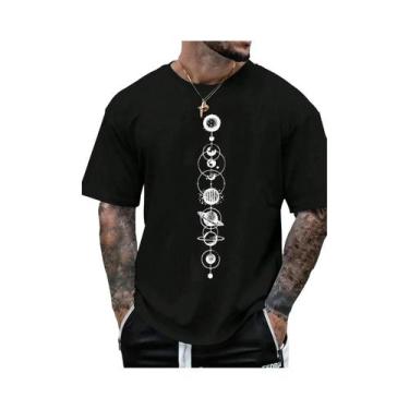 Imagem de Camiseta Masculina De Verão Em Algodão Casual Esportiva Com Estampa De