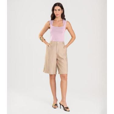 Imagem de Blusa Feminina Com Decote Quadrado Dianna Rosa, M, Rosa