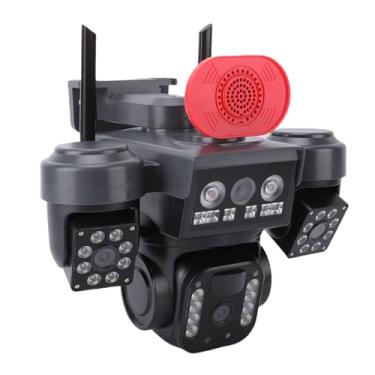 Imagem de ASHATA Câmera de Segurança Solar Sem Fio Com Lente Tripla, Câmeras WiFi de 2,4 GHz Sem Fio Movidas a Energia Solar 5W para Segurança Doméstica, Câmera Externa Com Visualização de 360