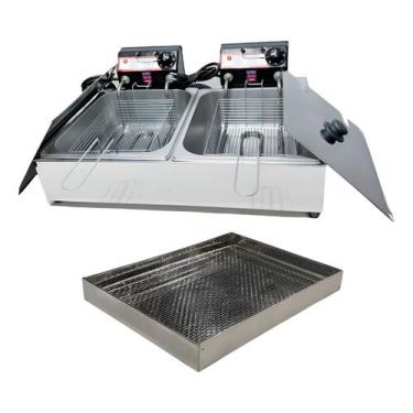 Imagem de Fritadeira Elétrica 2cubas Antichamas 10l Escorredor G Tampa - Casinha