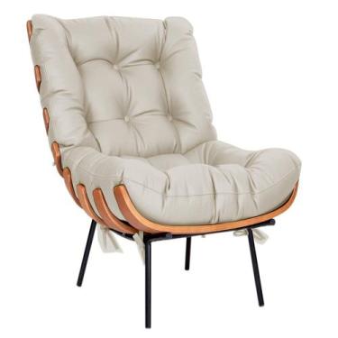 Imagem de Poltrona Decorativa Costela Base Fixa Corano Bege - Doce Sonho Móveis