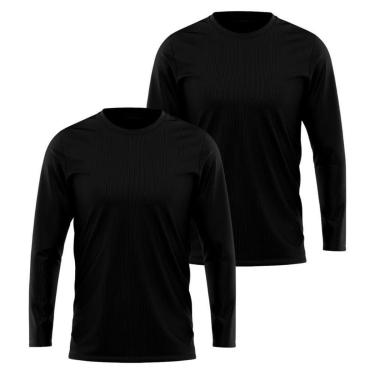 Imagem de Kit 2 Camisetas Manga Longa Segunda Pele Masculina Lisa Dry Academia Fit-Masculino