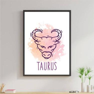 Imagem de Quadro Signos Aquarela - Touro 33X24Cm - Com Vidro