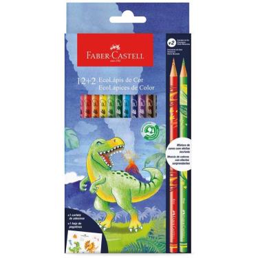Imagem de Kit Lápis de Cor EcoLápis Dino - 12 Cores + 2 Cores Misturinhas - Faber-Castell