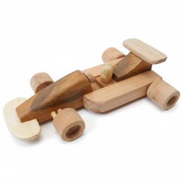 Imagem de Carrinho Corrida F1 Médio Madeira Natural 13x19 brinquedo infantil