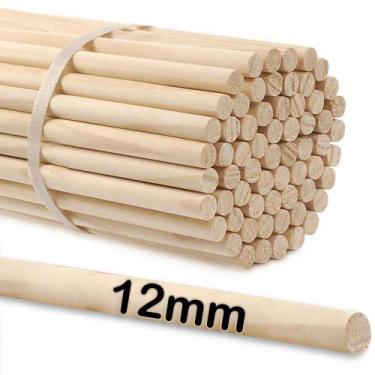 Imagem de 10 Poleiros 12mm Vareta Bastão Cavilha De Madeira Pinus Para Artesanat