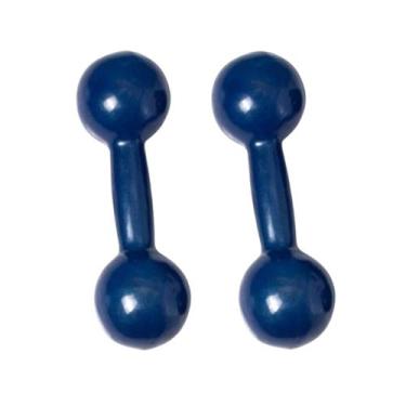 Imagem de Kit 01 Par Halter Peso Emborrachado 1Kg Unibrás, Azul, Único, Homem