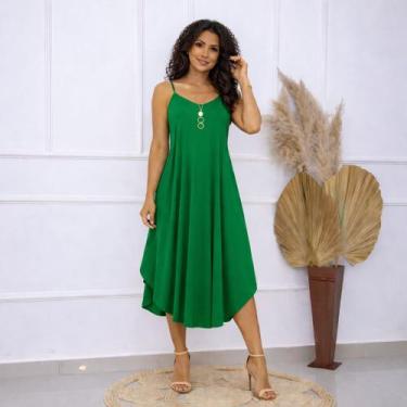 Imagem de Vestido Midi Alcinha com Bolso - modanascimento2021, Verde bandeira, M