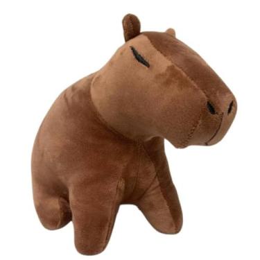 Imagem de Pelúcia Capivara Sentada Macia, Brinquedo Infantil Antialérgico, Bicho de Pelúcia Fofo, Marrom, 24x18 cm