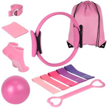 Imagem de LUMINFLY Conjunto de bola e laço de pilates, kit de ioga de 8 peças com faixas de resistência e meias antiderrapantes, para treino de corpo inteiro