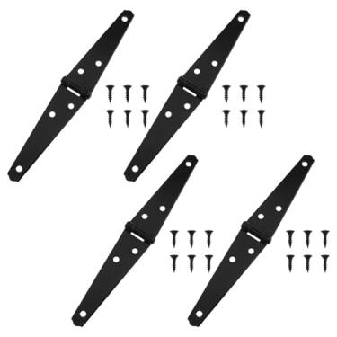 Imagem de XZW 4 peças dobradiça em forma de T dobradiça de 10 cm dobradiça resistente em forma de T com parafusos de instalação adequada para portões de cerca de madeira, portas de armário, galpões, cercas, etc