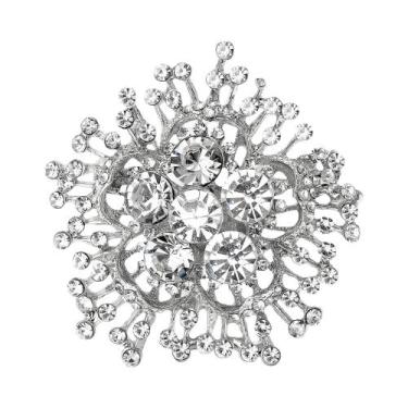 Imagem de Broches De Luxo Femininos Com Strass Em Formato De Flor, Alfinetes De 