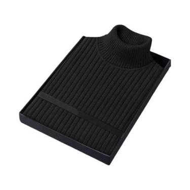 Imagem de Suéter Masculino Slim Fit De Manga Longa Com Gola Alta, Casual, Listra