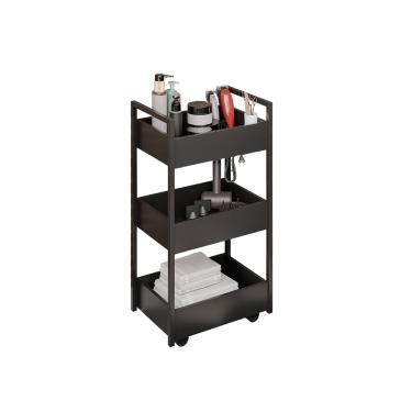 Imagem de Carrinho de apoio Estética Salão Industrial 3 Prateleiras Lille Preto/Pto M12 - D'Rossi