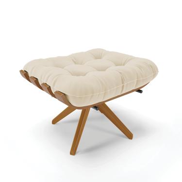 Imagem de Puff Giratório Costela  Linho Palha Base de Madeira MA30 M11 - D'Rossi