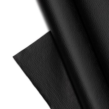 Imagem de Tecido de couro sintético texturizado, folhas de vinil de grão de seixo liso, material em relevo, estofamento, vestuário da moda, automotivo, faça você mesmo e artesanato - 30,5 cm x 137 cm (preto)