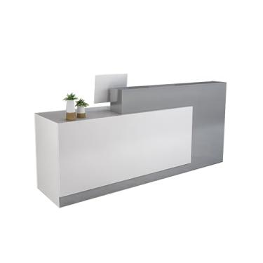 Imagem de Balcão de recepção com gaveta trancável - 60 cm P x 160 cm L x 100 cm A - Balcão de varejo para loja de roupas, salão de beleza, saguão, área de recepção de escritório