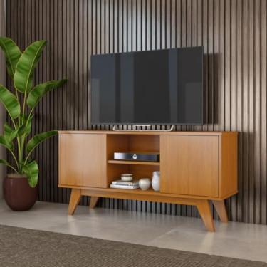 Imagem de Rack para TV até 50" com Pés em Madeira Maciça – Elegância e Funcionalidade para sua Sala de Estar (cedro)