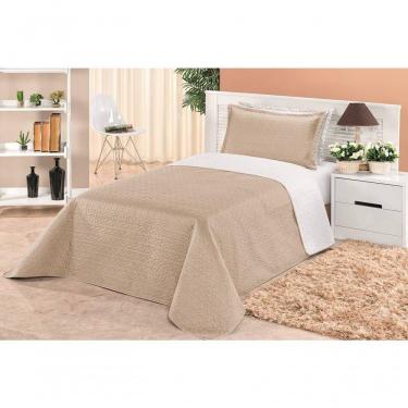 Imagem de Cobre Leito Dupla Face Solteiro Clara 02 Peças - Branco/cáqui