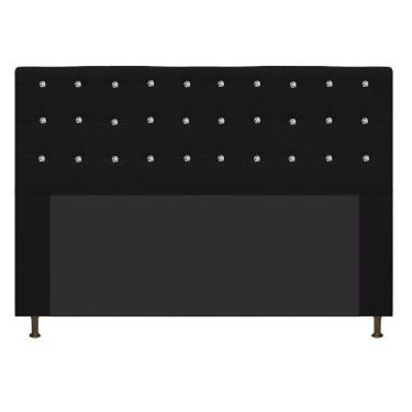 Imagem de Cabeceira Dama 195Cm King Size Com Strass Suede Preto