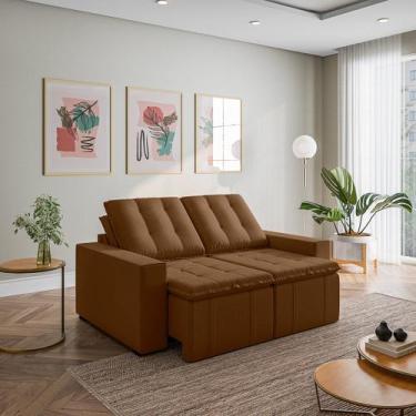 Imagem de Sofá Cama Retrátil e Reclinável 3 Lugares 180cm em Veludo Palmeira Cab