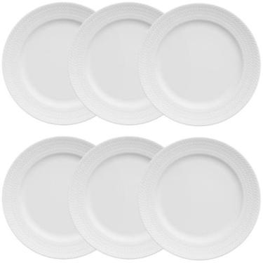 Imagem de Jogo 6 Pratos de Sobremesa em Porcelana Redondo Germer Chevron Branco 
