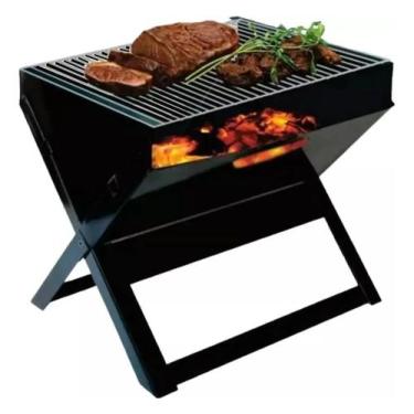 Imagem de Churrasqueira Portátil Carvão Maleta Dobrável Pequena Grill Cor:Preto 