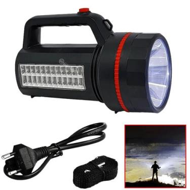 Imagem de Lanterna Holofote LED De Mão 100W + 24SMD Super Potente Bateria Recarr