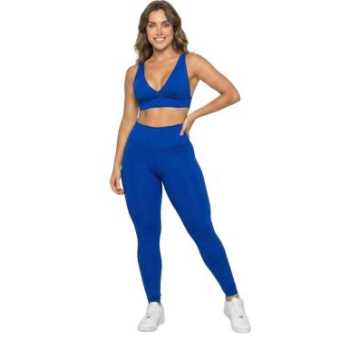 Imagem de Conjunto Top Bojo Costa Cruzada e Calça Suplex Serra e Mar Roupa De Academia Moda Fitness Musculação-Feminino