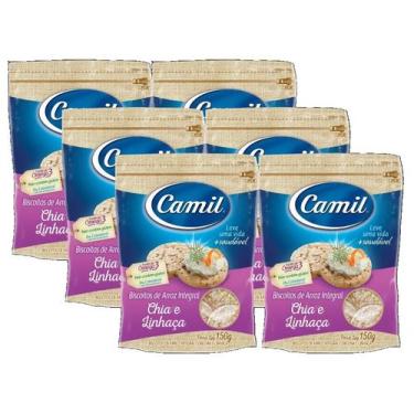 Imagem de 6 biscoito salgado arroz camil chia e linhaca integral 150g