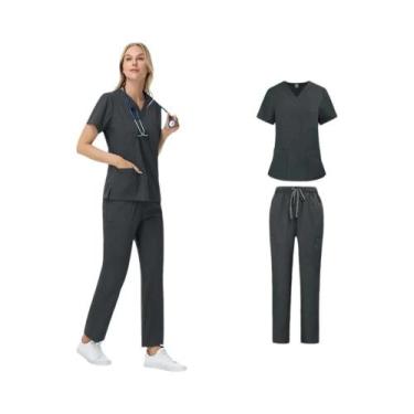 Imagem de Uniforme De Enfermeira Unissex Em 2 Peças Com Calças Retas E Bolsos, R