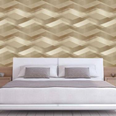Imagem de Papel De Parede Figuras Horizontais Geométrica Marrom Claro