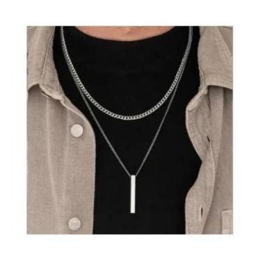 Imagem de Colar Masculino com Pingente Cubano 3D em Aço Inoxidável - Design Geom