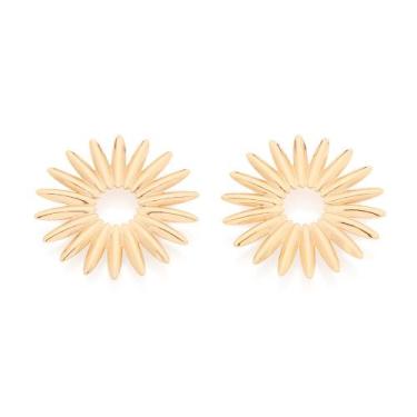 Imagem de Maxi Brinco Sol Vazado Banhado a Ouro 527553 Cor:Dourado - Clube Rose,