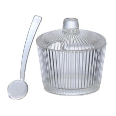 Imagem de Açucareiro Graffiato De Vidro C/Colher Para Mesa 200ml - Hauskraft