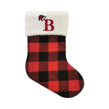 Imagem de Enfeites De Natal Em Xadrez Preto, Meias Alfabeto Para Pendurar, Supor