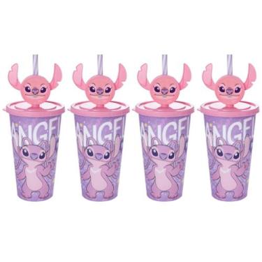 Imagem de 4 Copos com Orelhas Angel Stitch 500ml Festa Infantil Lembrancinha p/ 