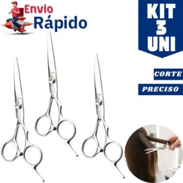 Imagem de Kit 3 Tesoura Cabelereiro Profissional 6 Cabelo Salão de Beleza Precis
