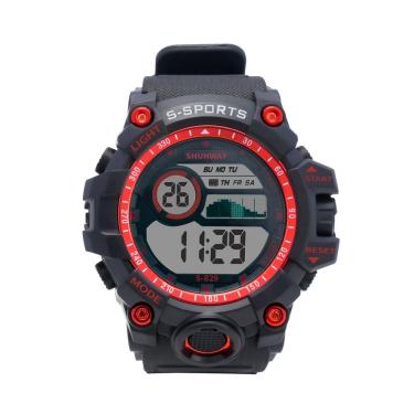 Imagem de Relógio Digital Masculino Esportivo Preto com Vermelho - Tudo em Caixa