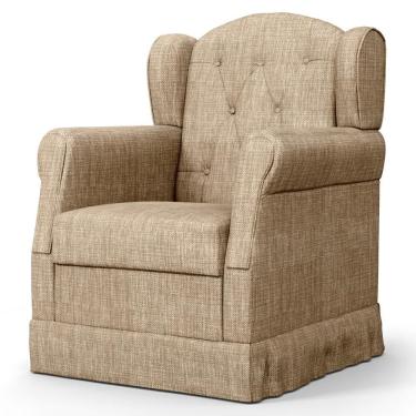 Imagem de Poltrona De Amamentação Balanço Lucy P04 Linho Bege Escuro - Mpozenato