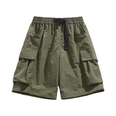 Imagem de Shorts Cargo Femininos Casuais De Verão Com Cinto, Bolsos Grandes, Res