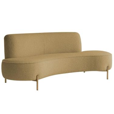 Imagem de Sofá Orgânico 2 Lugares 150cm Argos Pés Ouro Fosco Bouclé Camel - Nexta Casa
