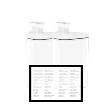 Imagem de Kit 2 dispenser Sabão em pó e amaciantes + 1 cartelade etiquetas lavanderia