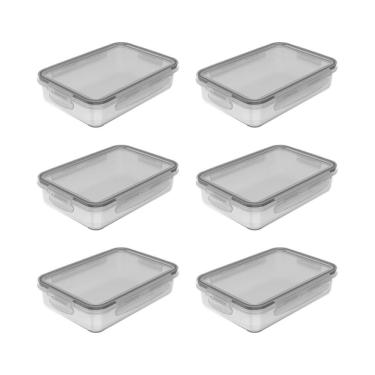 Imagem de Kit de potes organizadores de geladeira retangular Ou 6 peça