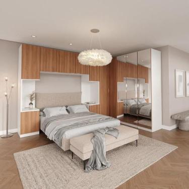 Imagem de Guarda Roupa Modulado de Canto Hera 6 Peças com Espelho e 2 Mesas de C