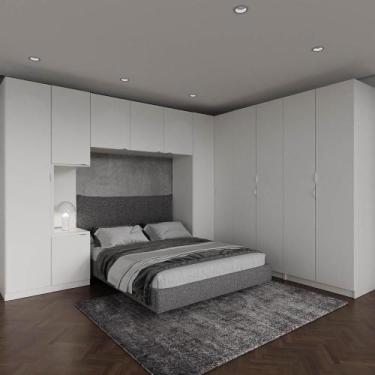 Imagem de Guarda Roupa Modulado de Canto 12 Portas 6 Peças 1 Mesa de Cabeceira H